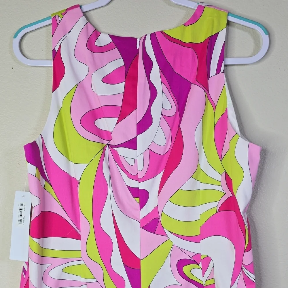London Times Pink and Green Mini Dress - Picture 7 of 8